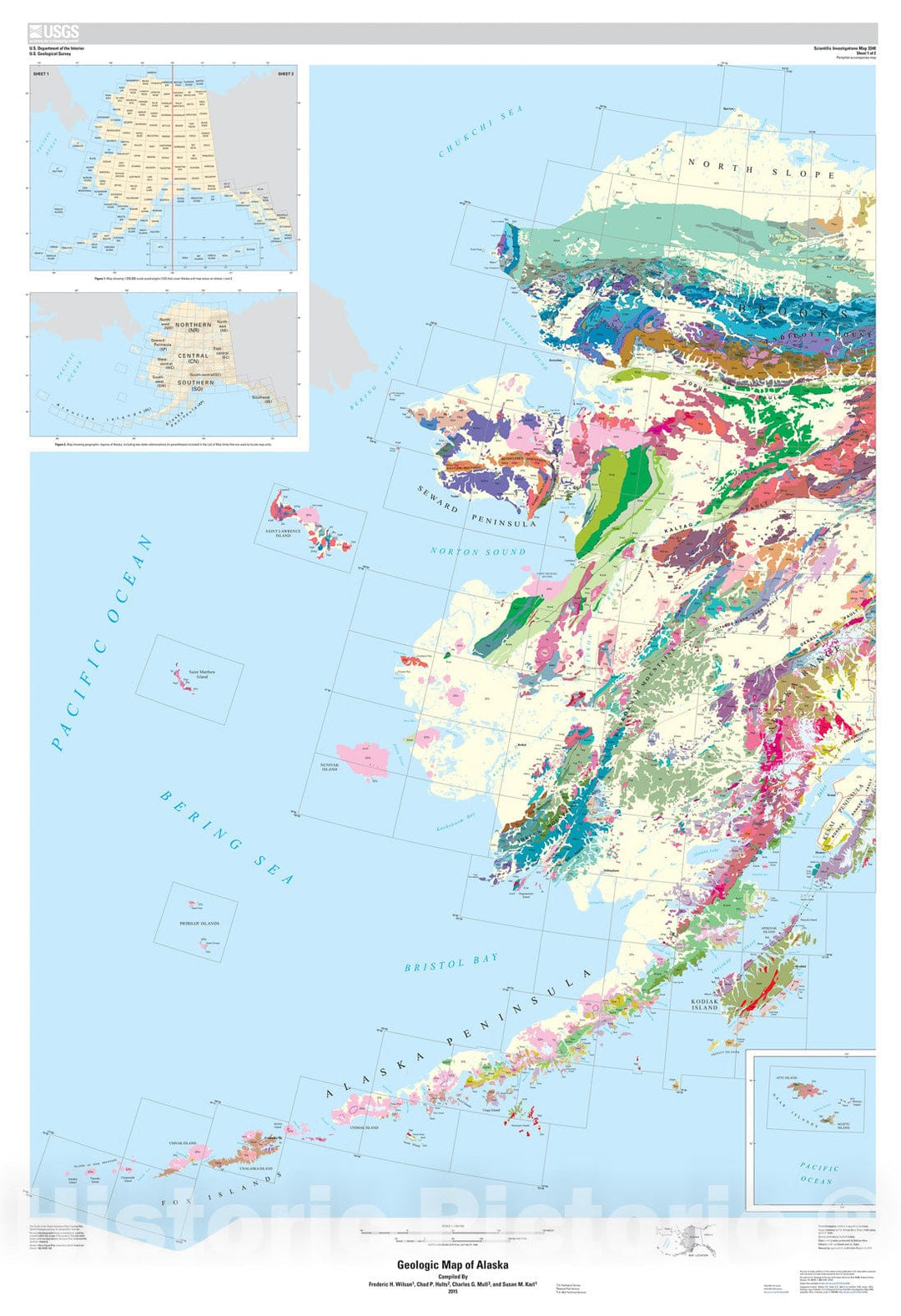 Map : Geologic map of Alaska, 2015 Cartography Wall Art :