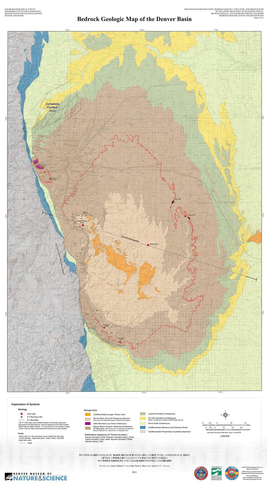 Map : Notes on the Denver Basin geologic maps: Bedrock geology, structure, and isopach maps of the Upper Cretaceous to Paleogene, 2011 Cartography Wall Art :