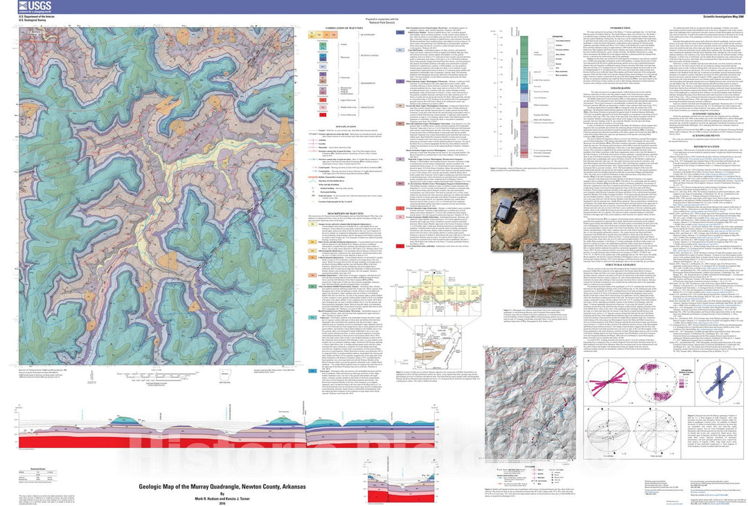 Map : Geologic map of the Murray quadrangle, Newton County, Arkansas, 2016 Cartography Wall Art :