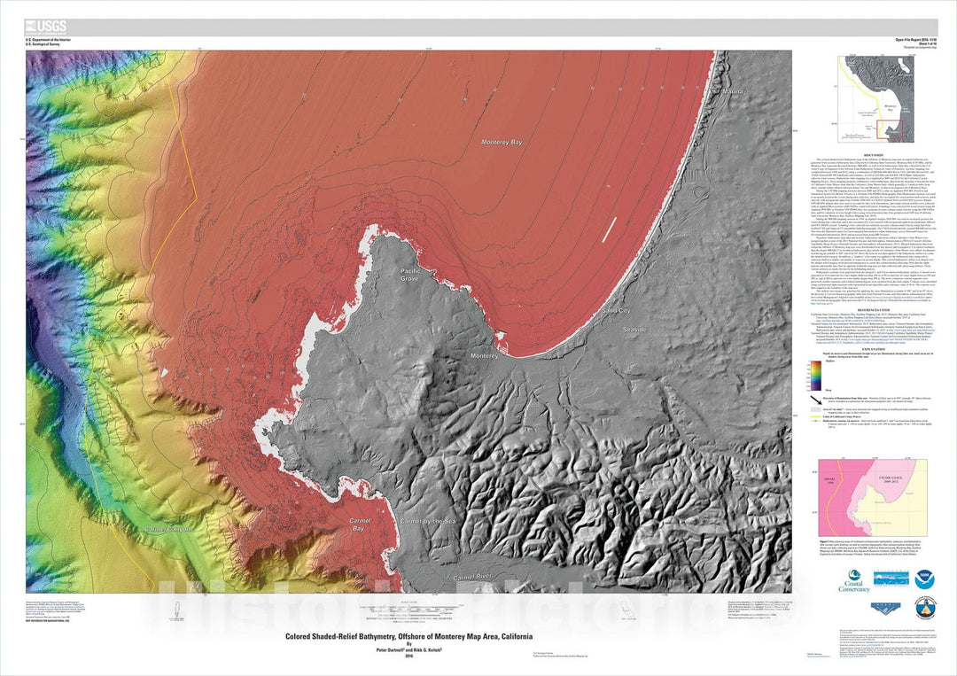 Map : California State Waters Map SeriesÃ¢â‚¬â€offshore of Monterey, California, 2016 Cartography Wall Art :