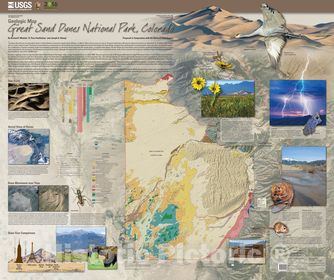 Map : Geologic map of Great Sand Dunes National Park, Colorado, 2016 Cartography Wall Art :