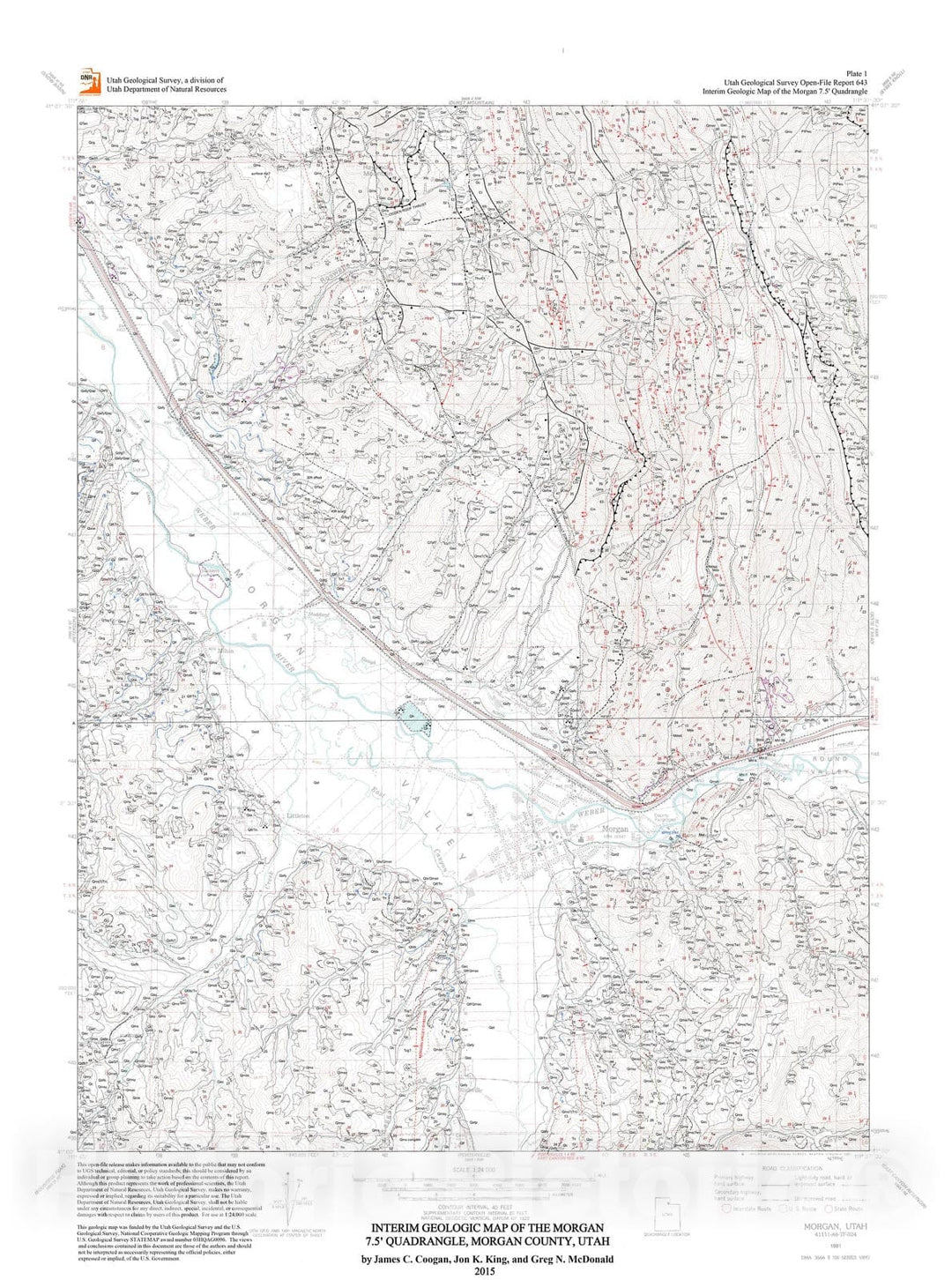 Map : Interim geologic map of the Morgan 7.5' quadrangle, Morgan County, Utah, 2015 Cartography Wall Art :