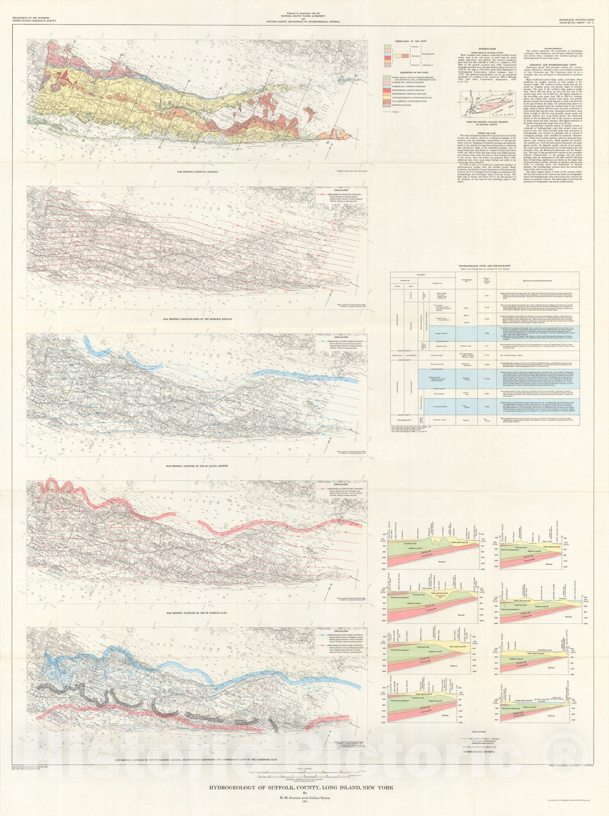 Map : Hydrogeology of Suffolk County, Long Island, New York, 1974 Cartography Wall Art :