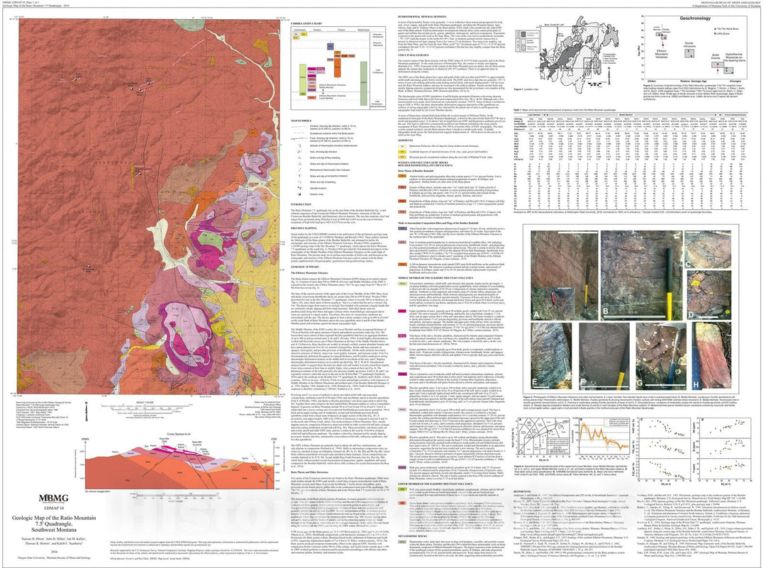 Map : Geologic map of the Ratio Mountain 7.5' quadrangle, southwest Montana, 2016 Cartography Wall Art :