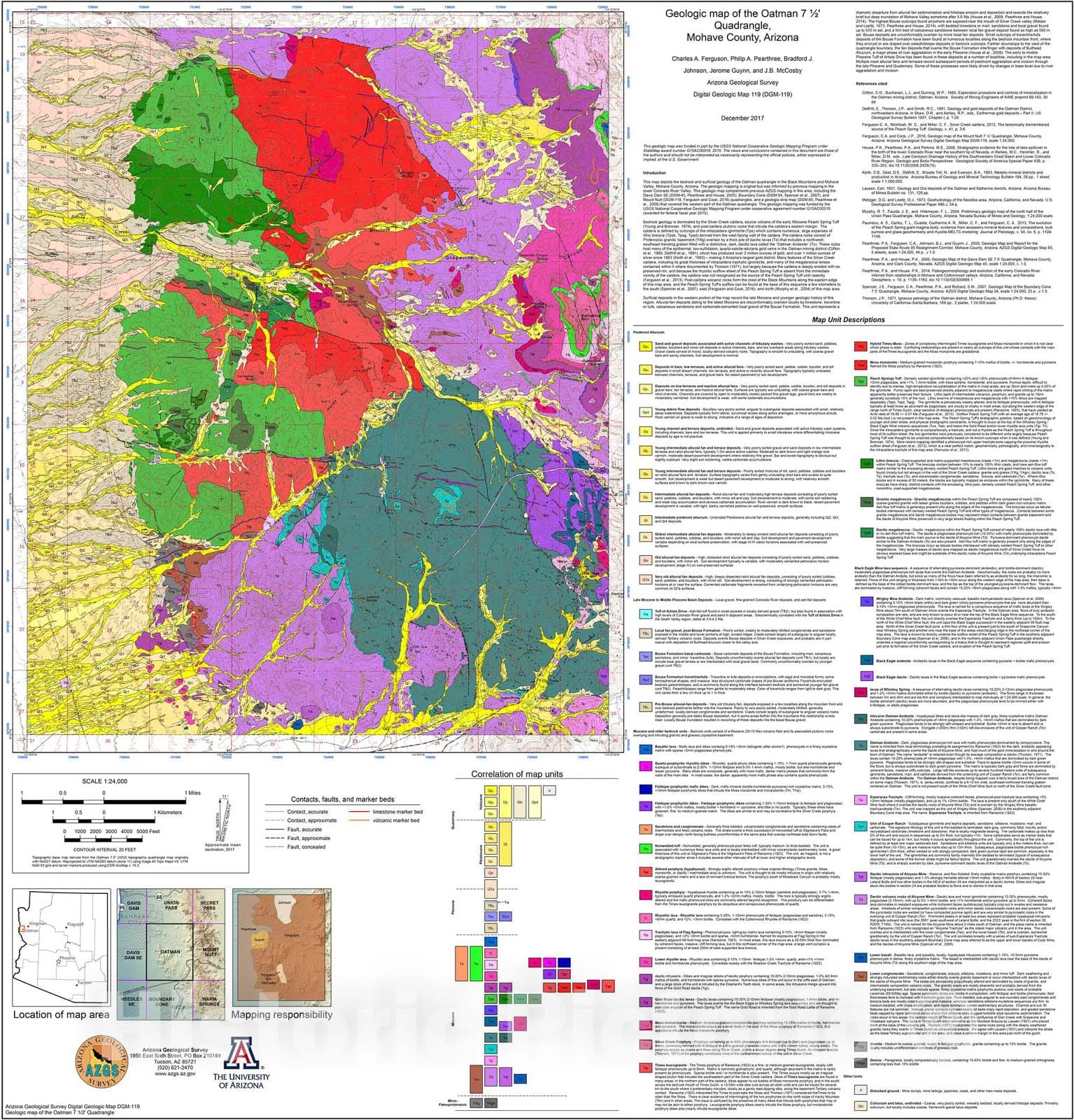 Map : Geologic map of the Oatman seven 1/2' Quadrangle, Mohave County, Arizona, v. 1.0, 201seven Cartography Wall Art :