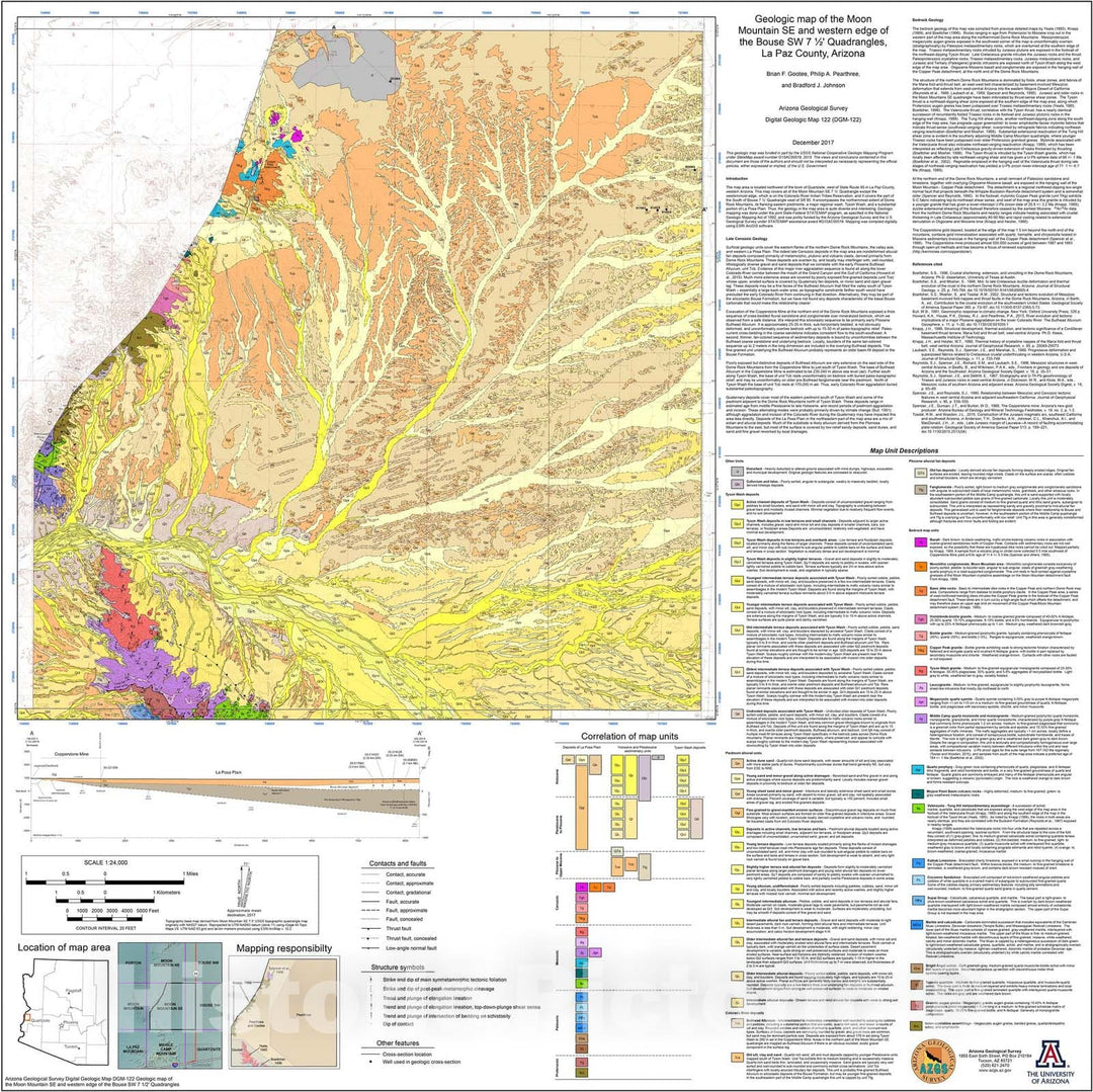 Map : Geologic map of the Moon Mountain SE and western edge of the Bouse SW seven 1/2' Quadrangles, La Paz  County, Arizona, v. 1.0, 201seven Cartography Wall Art :