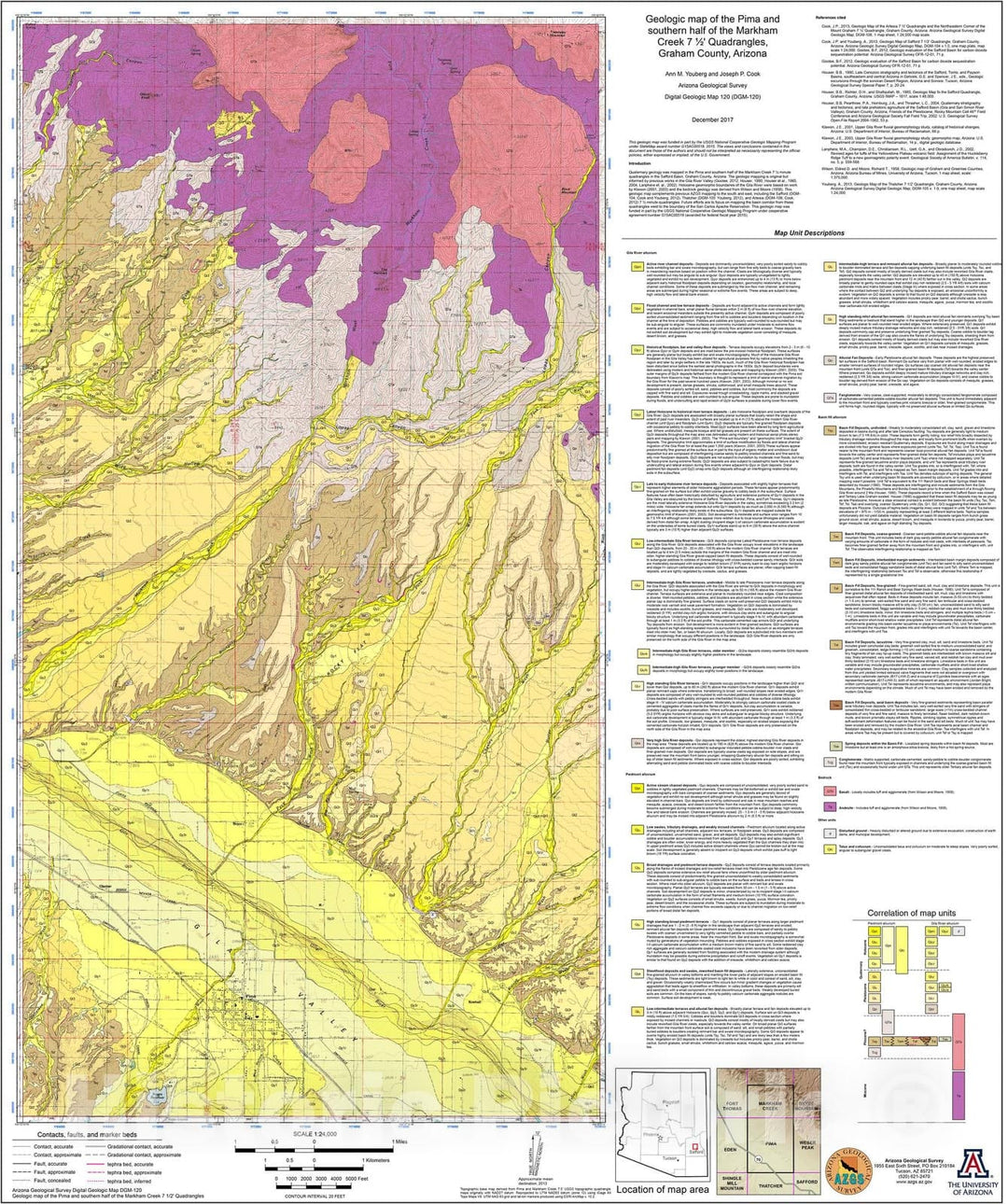 Map : Geologic map of the Pima and southern half of the Markham Creek seven 1/2' quadrangles, Graham County, Arizona, v. 1.0, 201seven Cartography Wall Art :