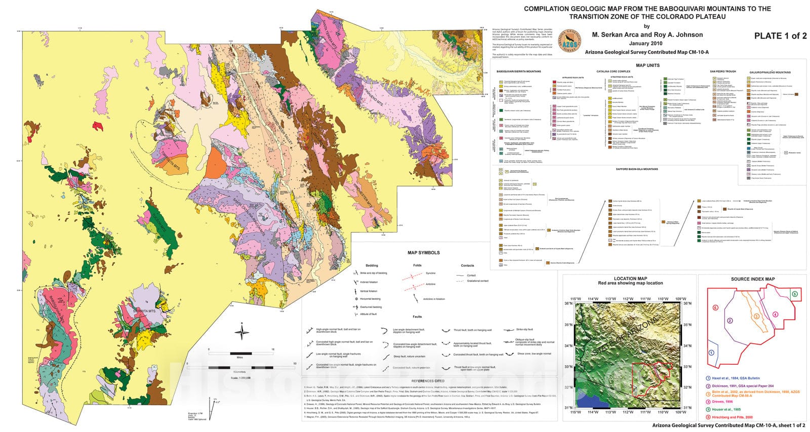 Map : Compilation geologic map from the Baboquivari Mountains to the transition zone of the Colorado Plateau, 2010 Cartography Wall Art :