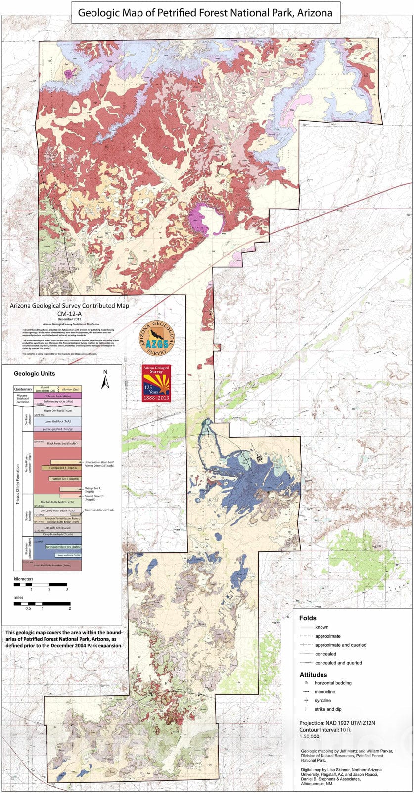 Map : Geologic map of Petrified Forest National Park, Arizona, 2012 Cartography Wall Art :