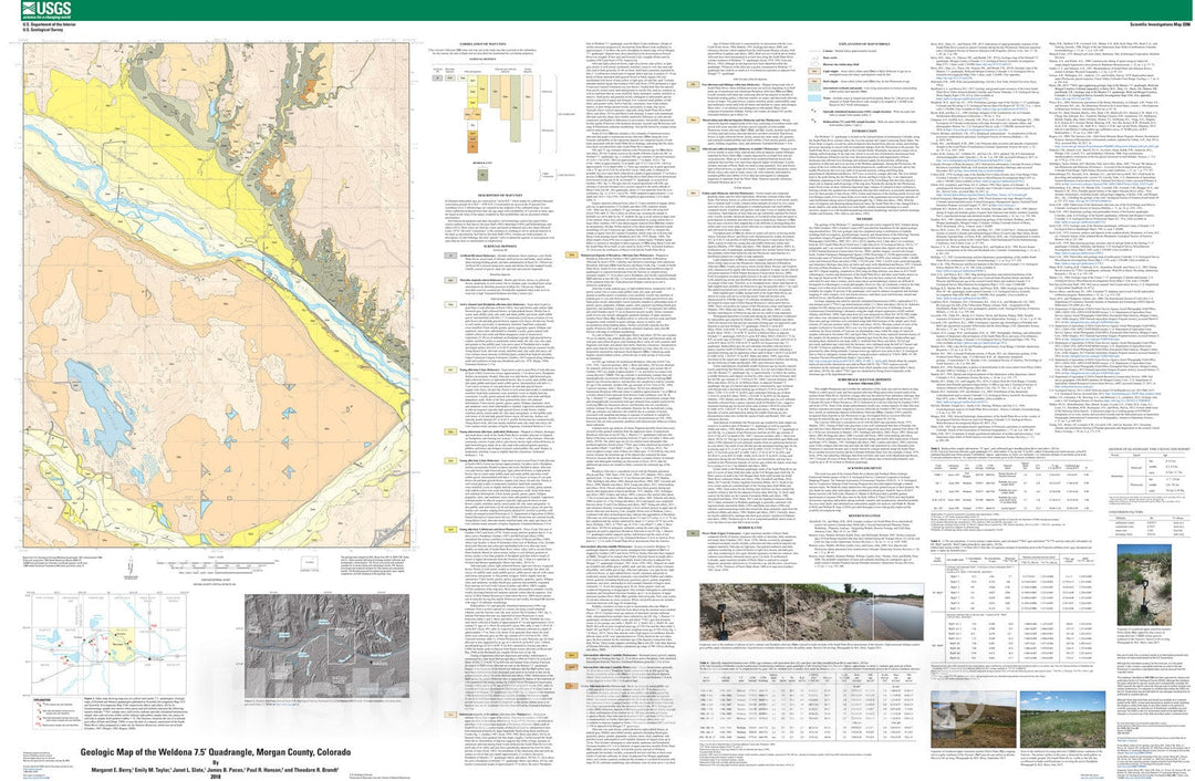 Map : Geologic map of the Weldona 7.5Ã¢â‚¬Â² quadrangle, Morgan County, Colorado, 2018 Cartography Wall Art :