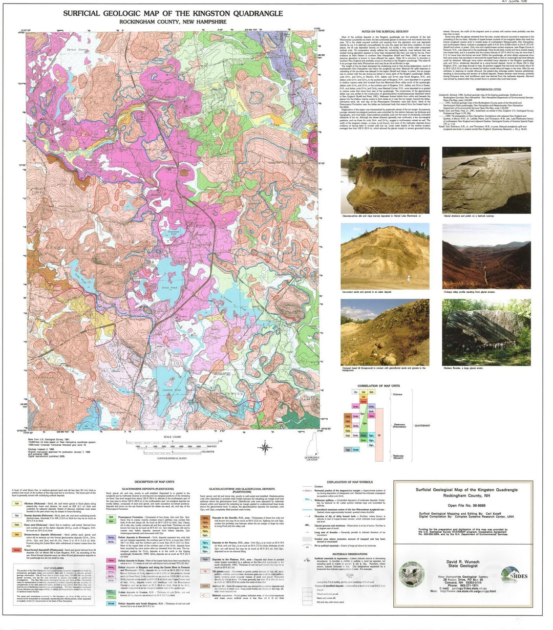 Map : Surficial geologic map of the Kingston quadrangle, Rockingham County, New Hampshire, 2005 Cartography Wall Art :