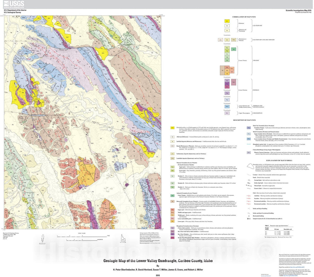 Map : Geologic map of the Lower Valley quadrangle, Caribou County, Idaho, 2018 Cartography Wall Art :