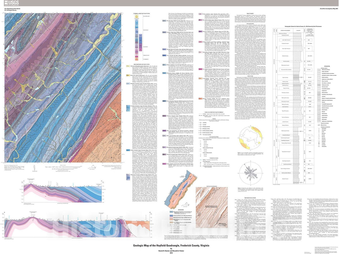 Map : Geologic map of the Hayfield quadrangle, Frederick County, Virginia, 2018 Cartography Wall Art :