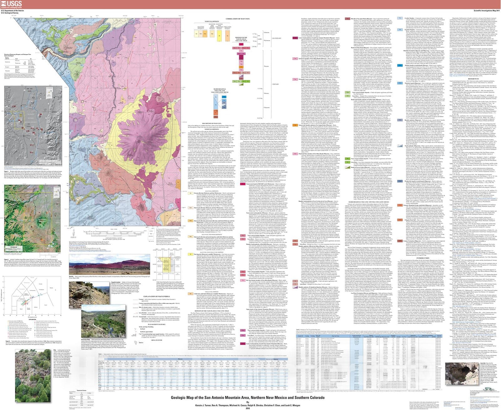 Map : Geologic map of the San Antonio Mountain area, northern New Mexico and southern Colorado, 2018 Cartography Wall Art :