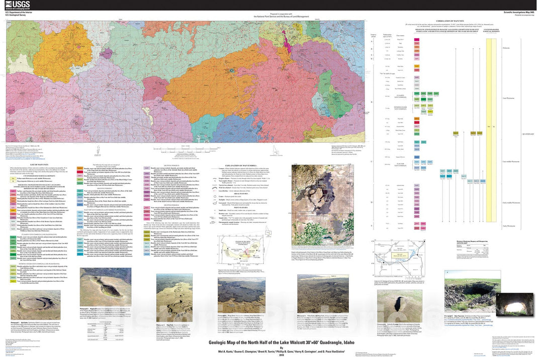 Map : Geologic map of the north half of the Lake Walcott 30'Ãƒâ€”60' quadrangle, Idaho, 2018 Cartography Wall Art :