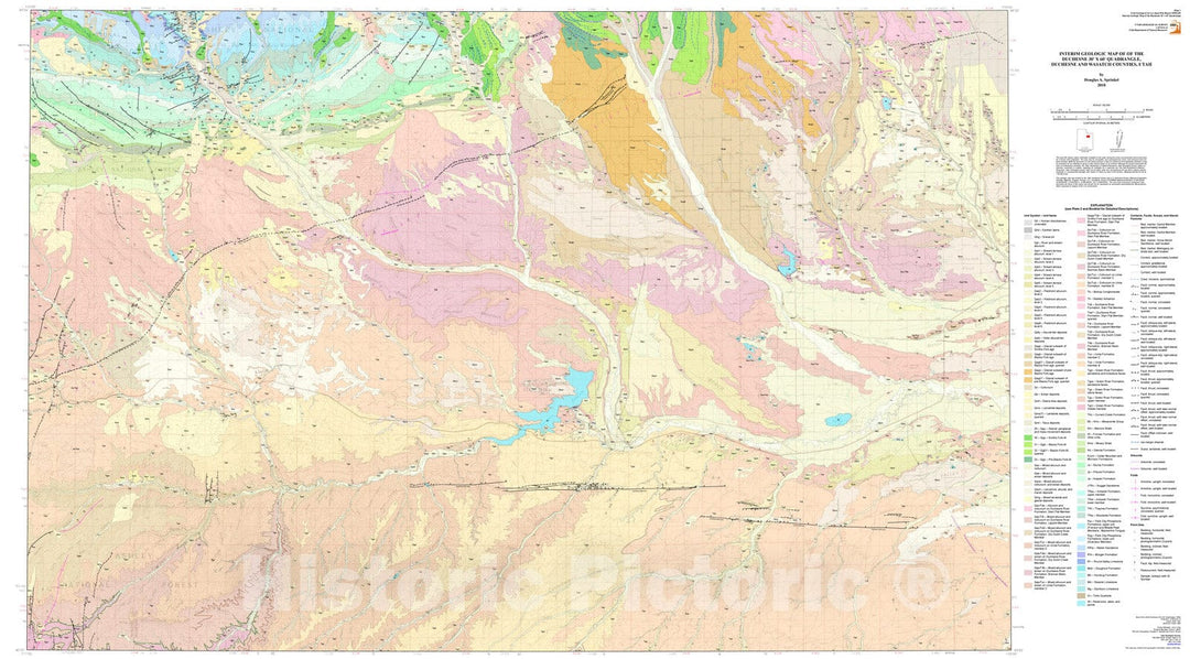 Map : Interim geologic map of the Duchesne 30' x 60' quadrangle, Duchesne and Wasatch Counties, Utah, 2018 Cartography Wall Art :