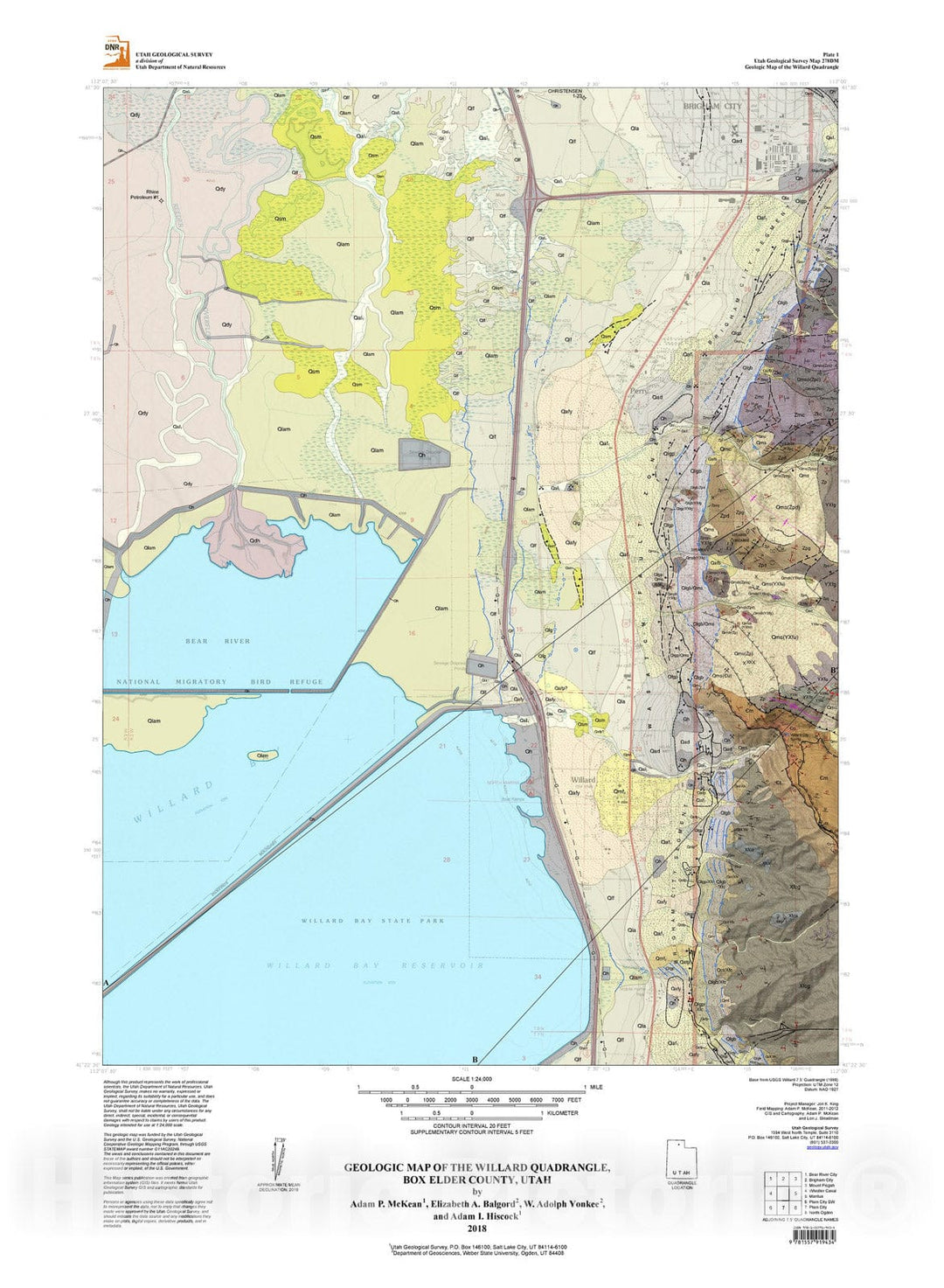 Map : Geologic map of the Willard quadrangle, Box Elder County, Utah, 2018 Cartography Wall Art :