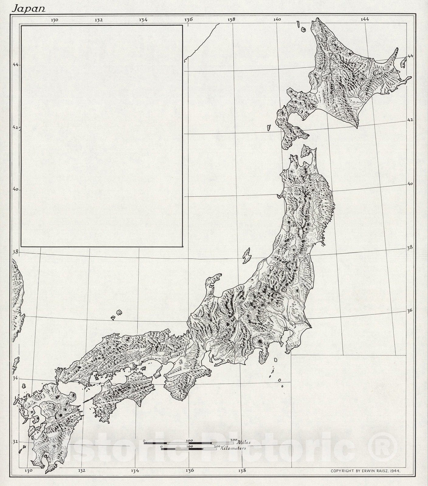 Historic Map : Japan., 1944, Vintage Wall Art