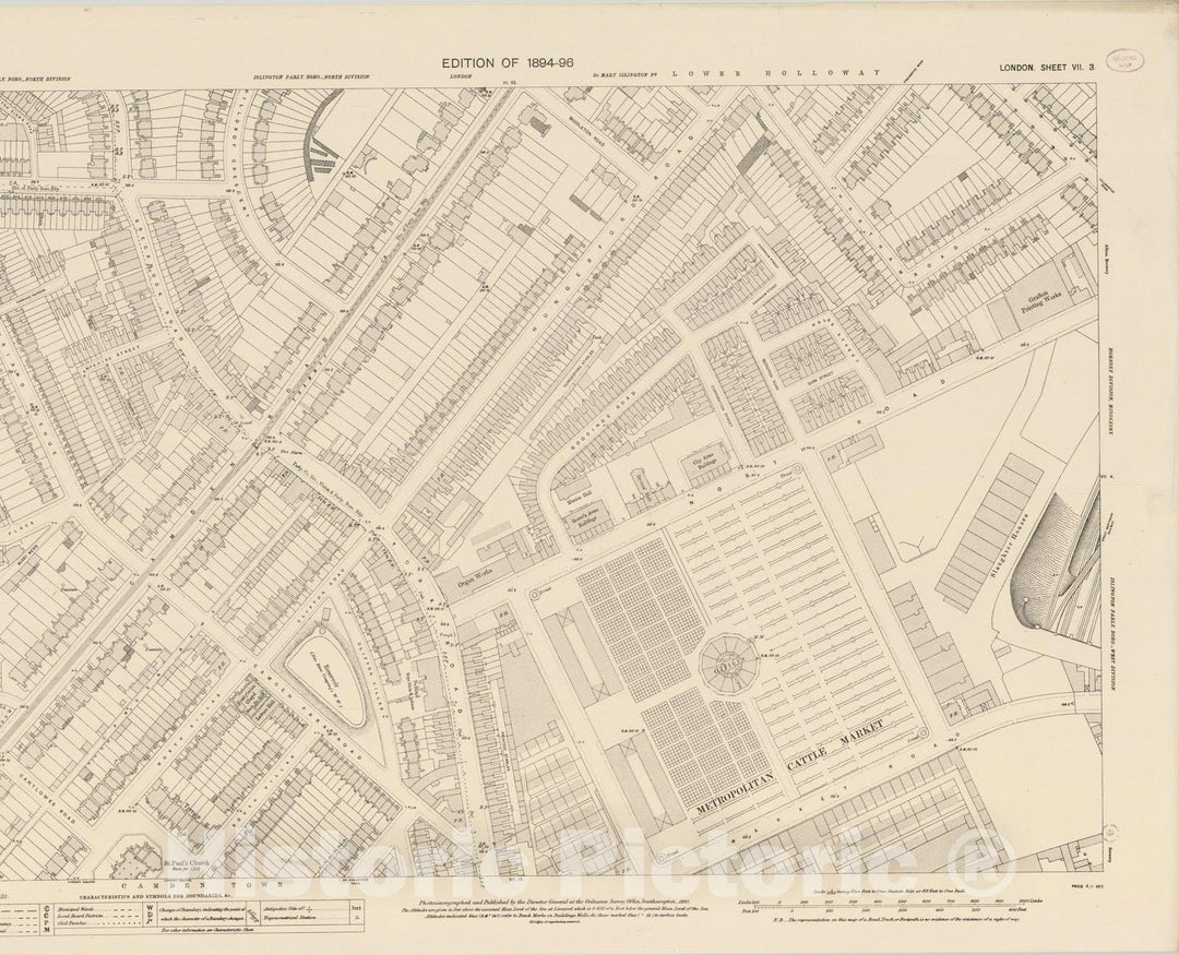 Historic Map : London Sheet VII.3, 1895, Vintage Wall Art