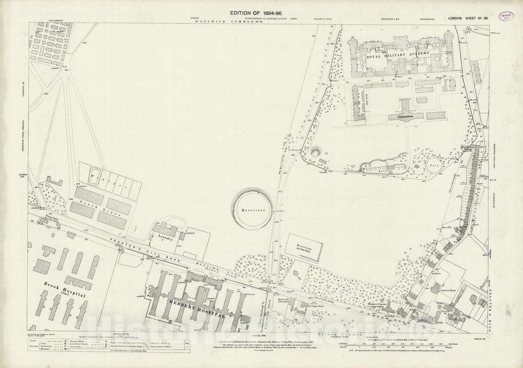 Historic Map : London Sheet XII.36, 1896, Vintage Wall Art