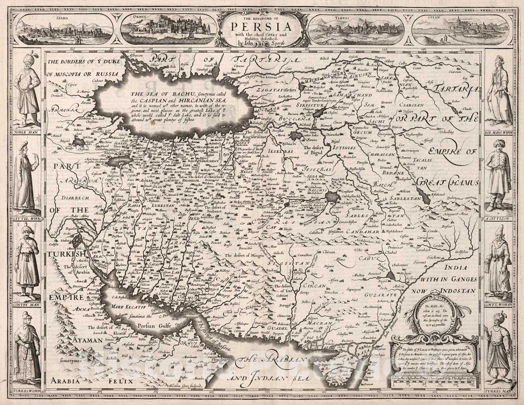 Historic Map : The Kingdom of Persia., 1676, Vintage Wall Art