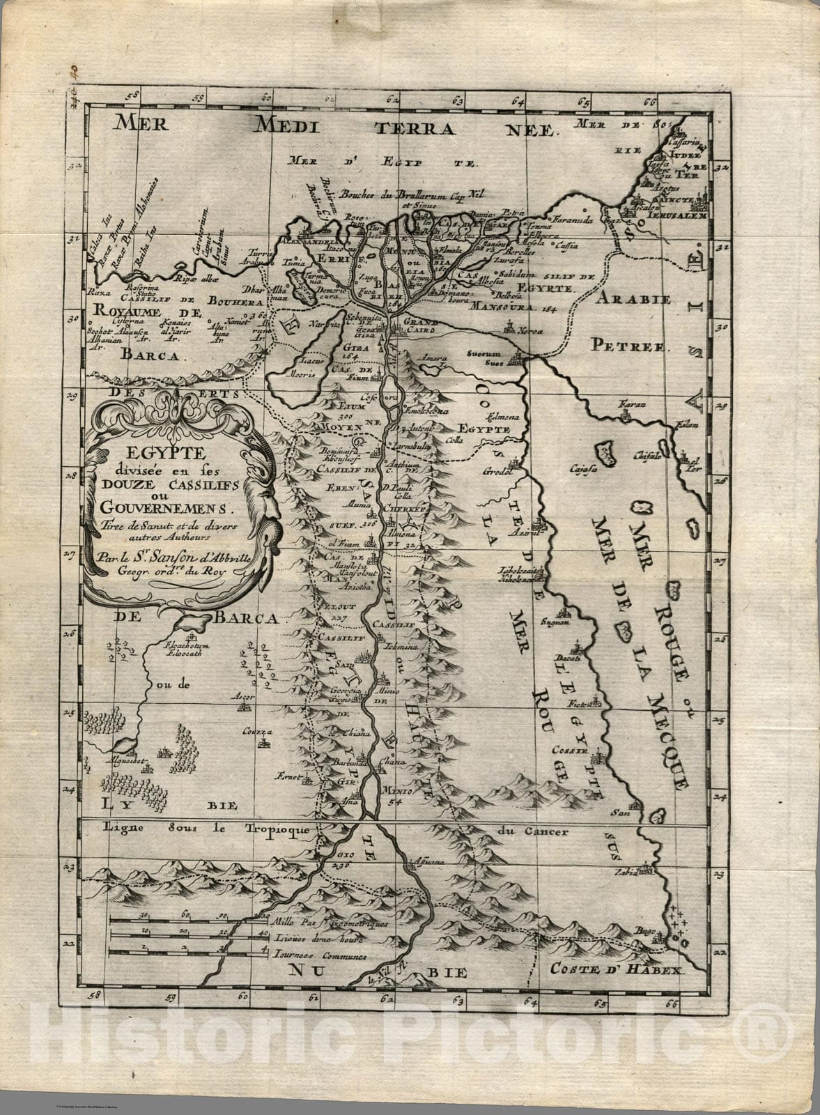 Historic Map : Egypte., 1734, Vintage Wall Art