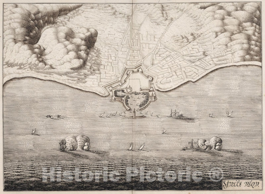 Historic Map : Civitavecchia, Italy., 1650, Vintage Wall Art