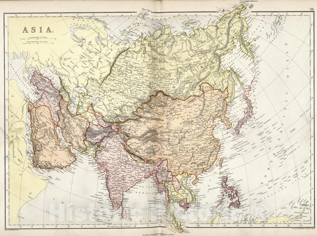 Historic Map : Asia., 1882, Vintage Wall Art