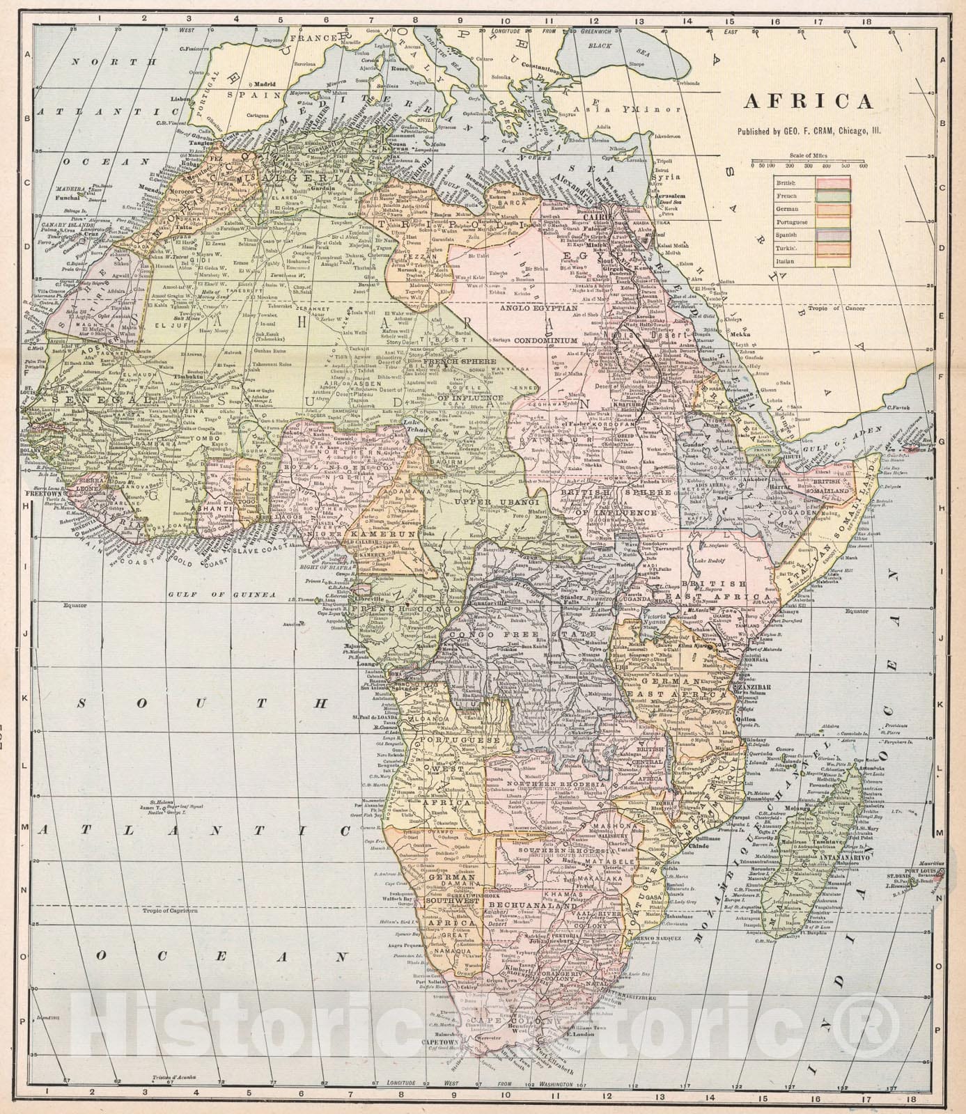 Historic Map : Africa, 1901, Vintage Wall Art