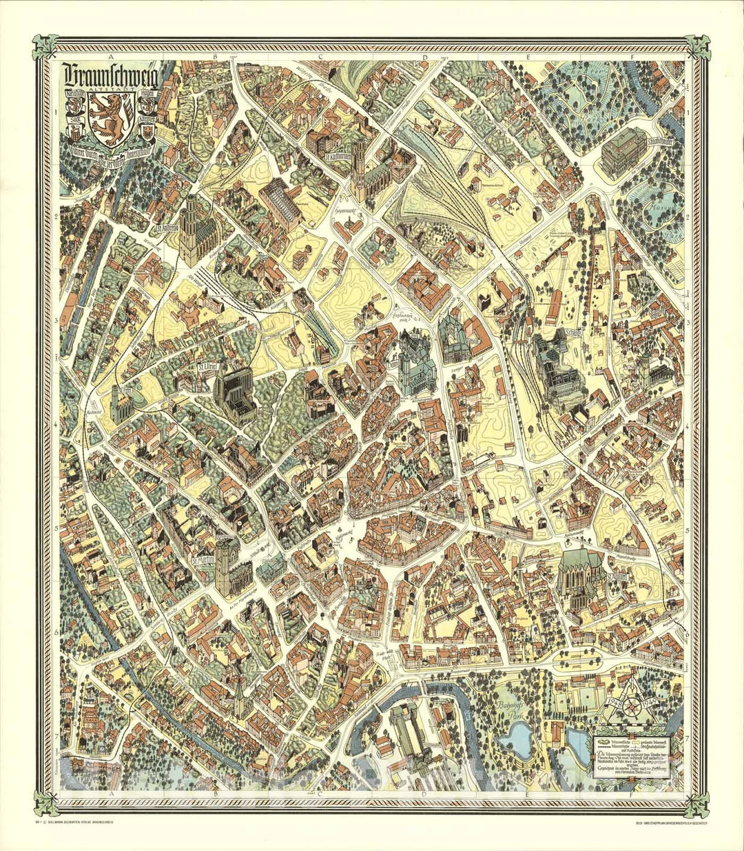 Historic Map : Braunschweig, Germany., 1948, Vintage Wall Art