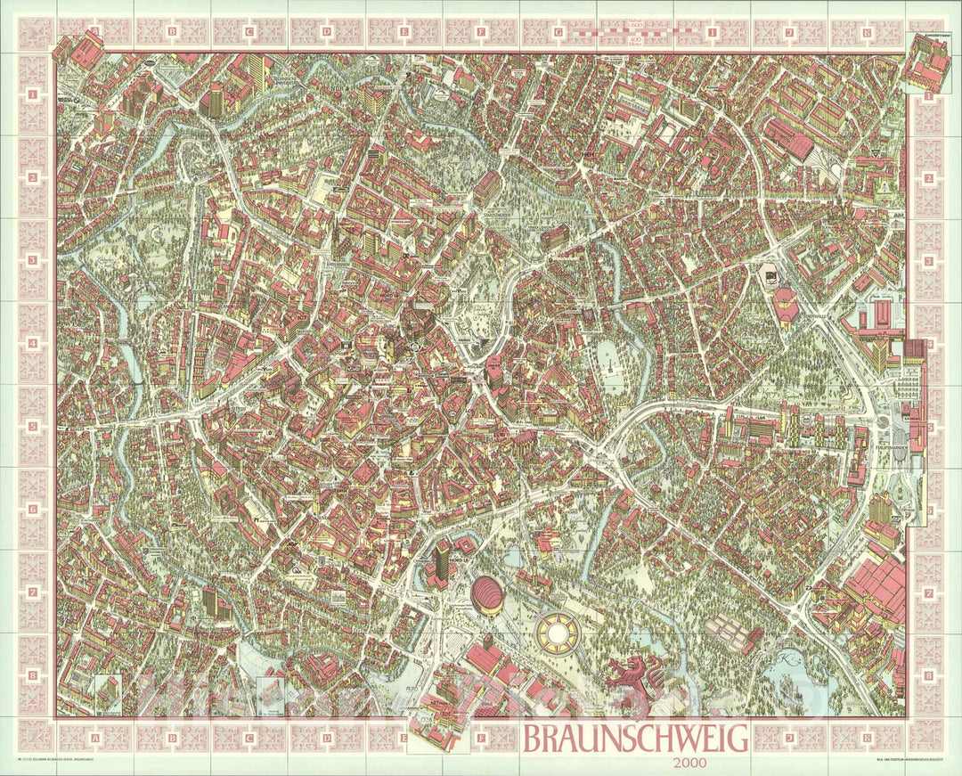 Historic Map : Braunschweig, Germany., 2000, Vintage Wall Art