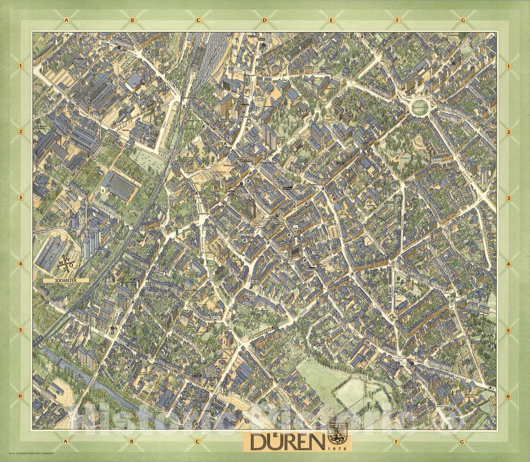 Historic Map : Dueren, Germany., 1978, Vintage Wall Art