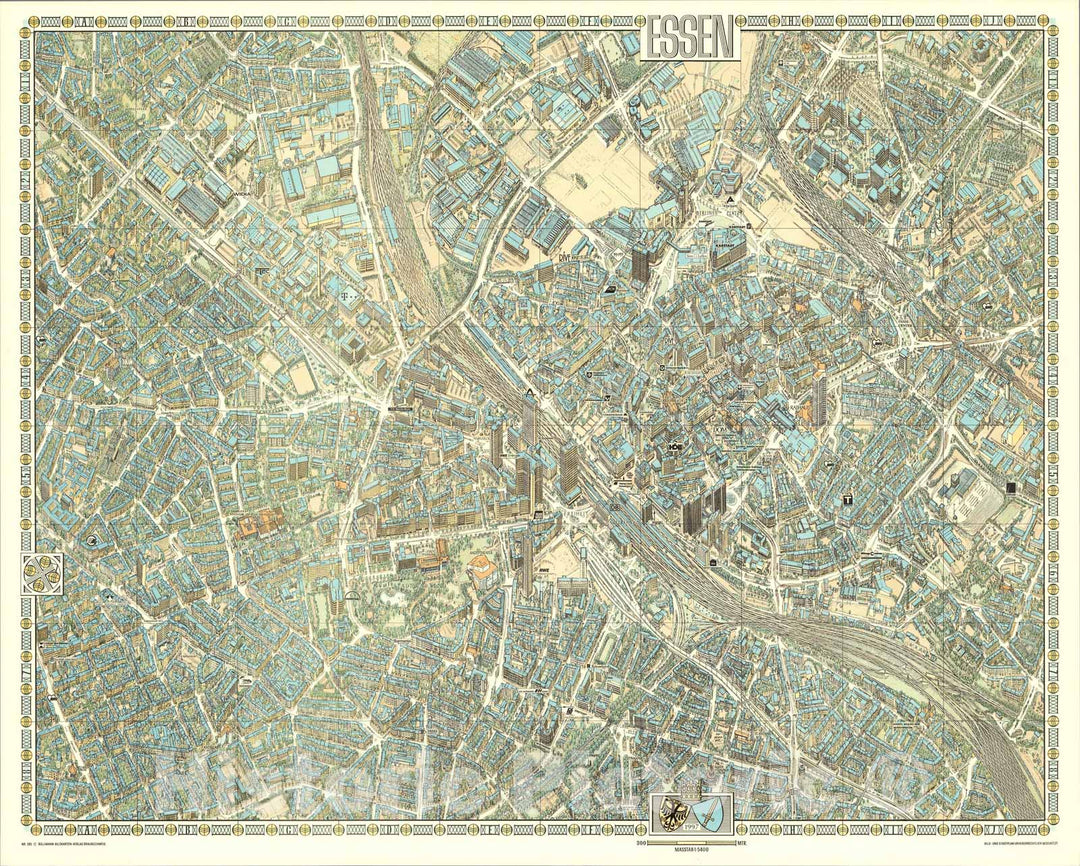 Historic Map : Essen, Germany., 1997, Vintage Wall Art