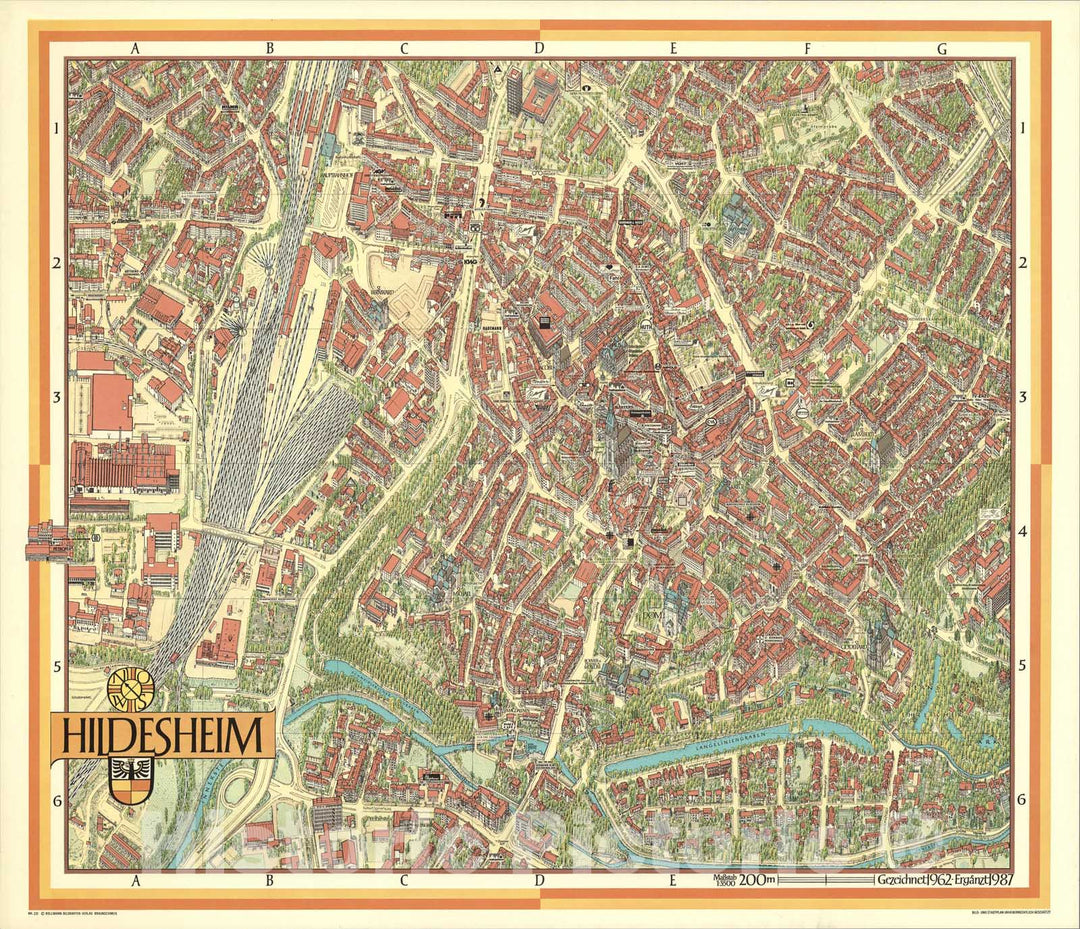 Historic Map : Hildesheim, Germany., 1987, Vintage Wall Art