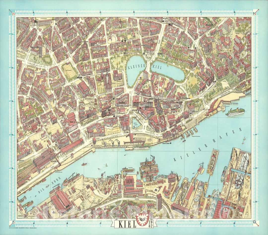 Historic Map : Kiel, Germany., 1982, Vintage Wall Art