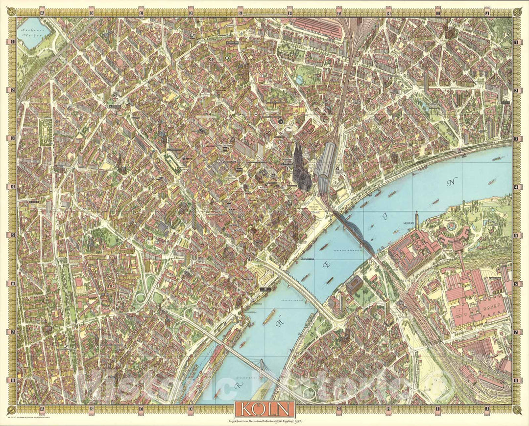 Historic Map : Koeln, Germany., 1982, Vintage Wall Art