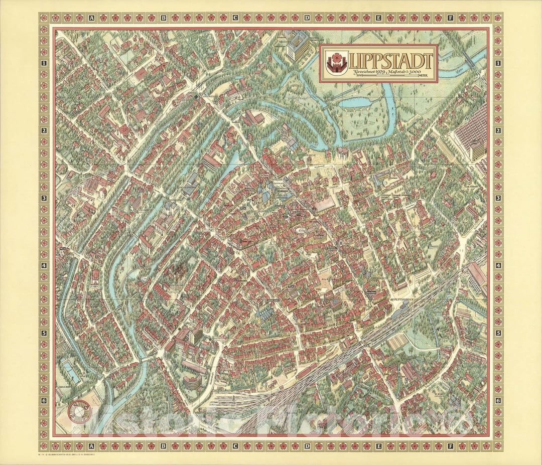 Historic Map : Lippstadt, Germany., 1979, Vintage Wall Art