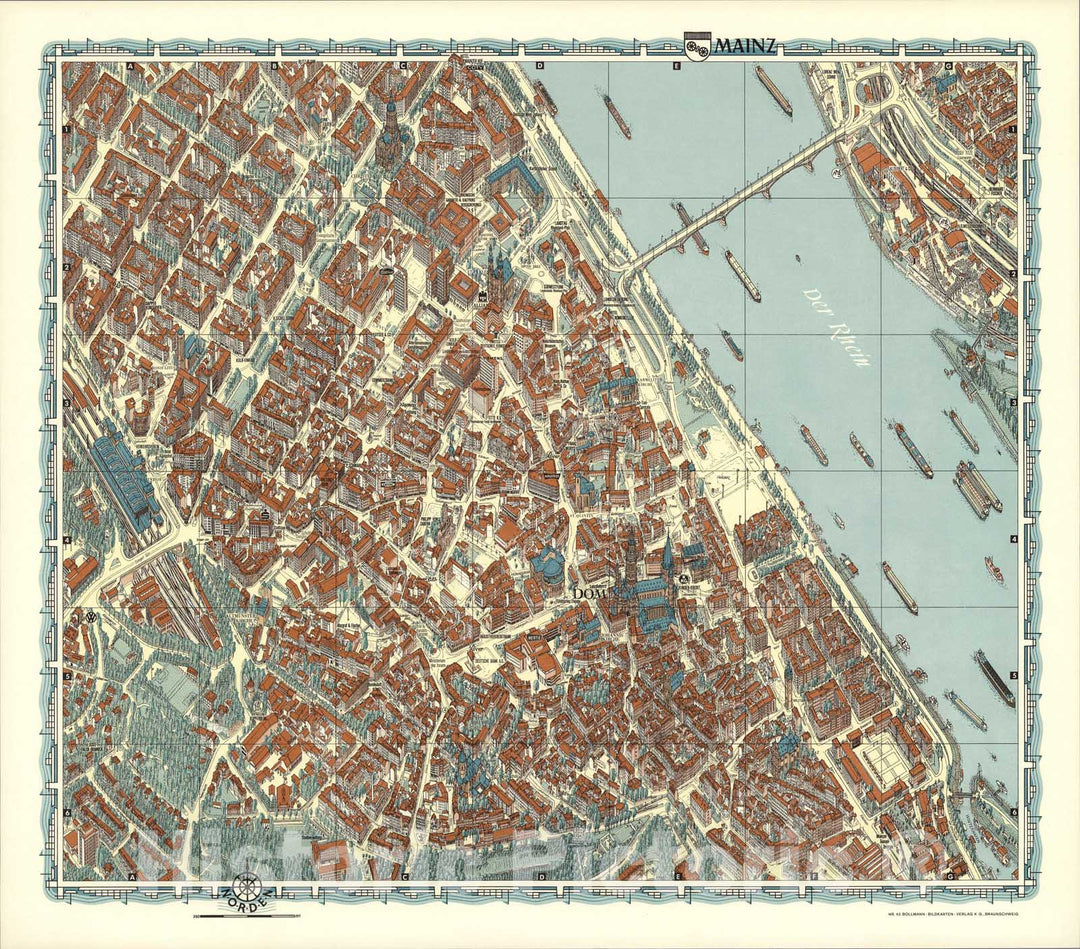 Historic Map : Mainz, Germany., 1963, Vintage Wall Art