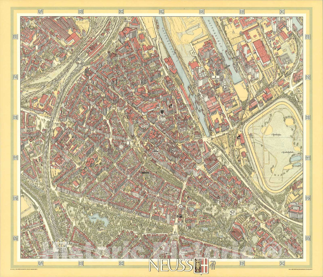 Historic Map : Neuss, Germany., 2011, Vintage Wall Art