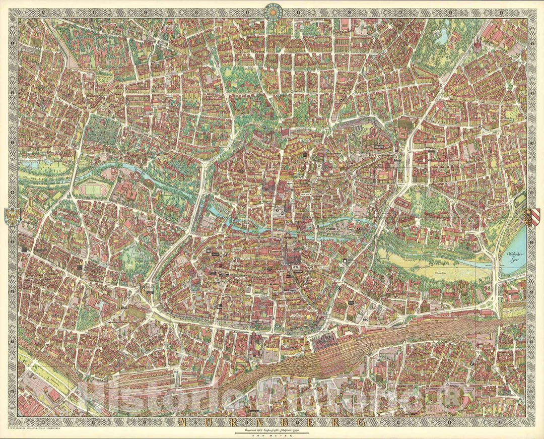 Historic Map : Nuernberg, Germany., 1982, Vintage Wall Art