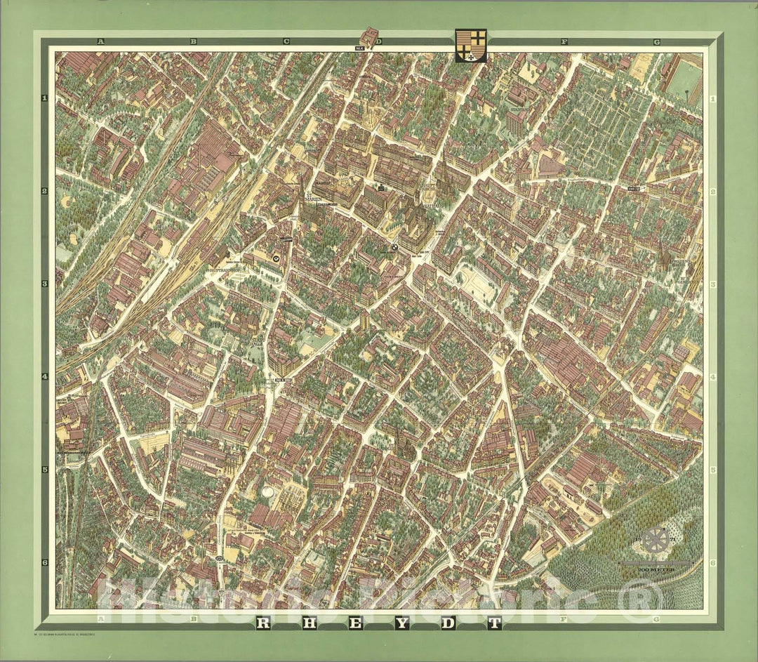 Historic Map : Rheydt, Germany., 1971, Vintage Wall Art