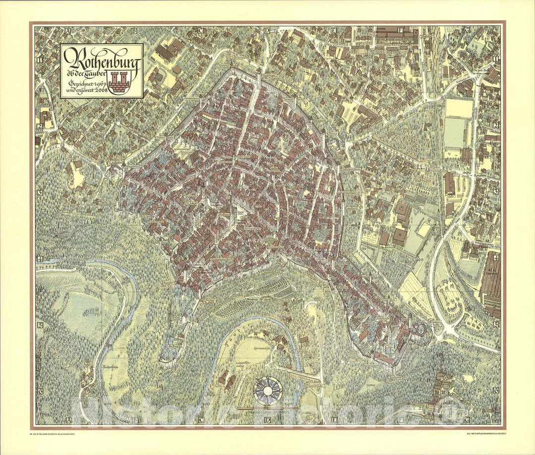 Historic Map : Rotenburg, Germany., 2008, Vintage Wall Art