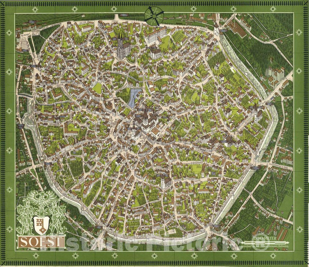 Historic Map : Soest, Germany., 1965, Vintage Wall Art