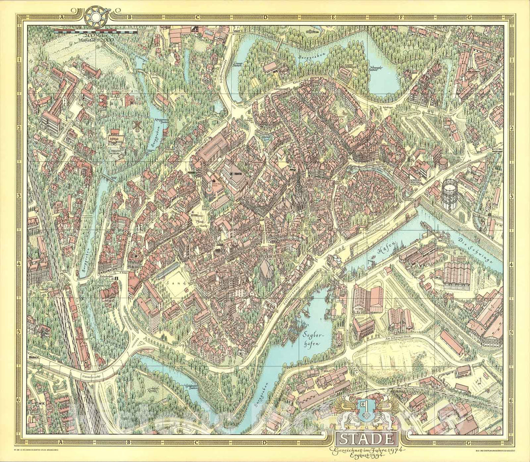 Historic Map : Stade, Germany., 1994, Vintage Wall Art