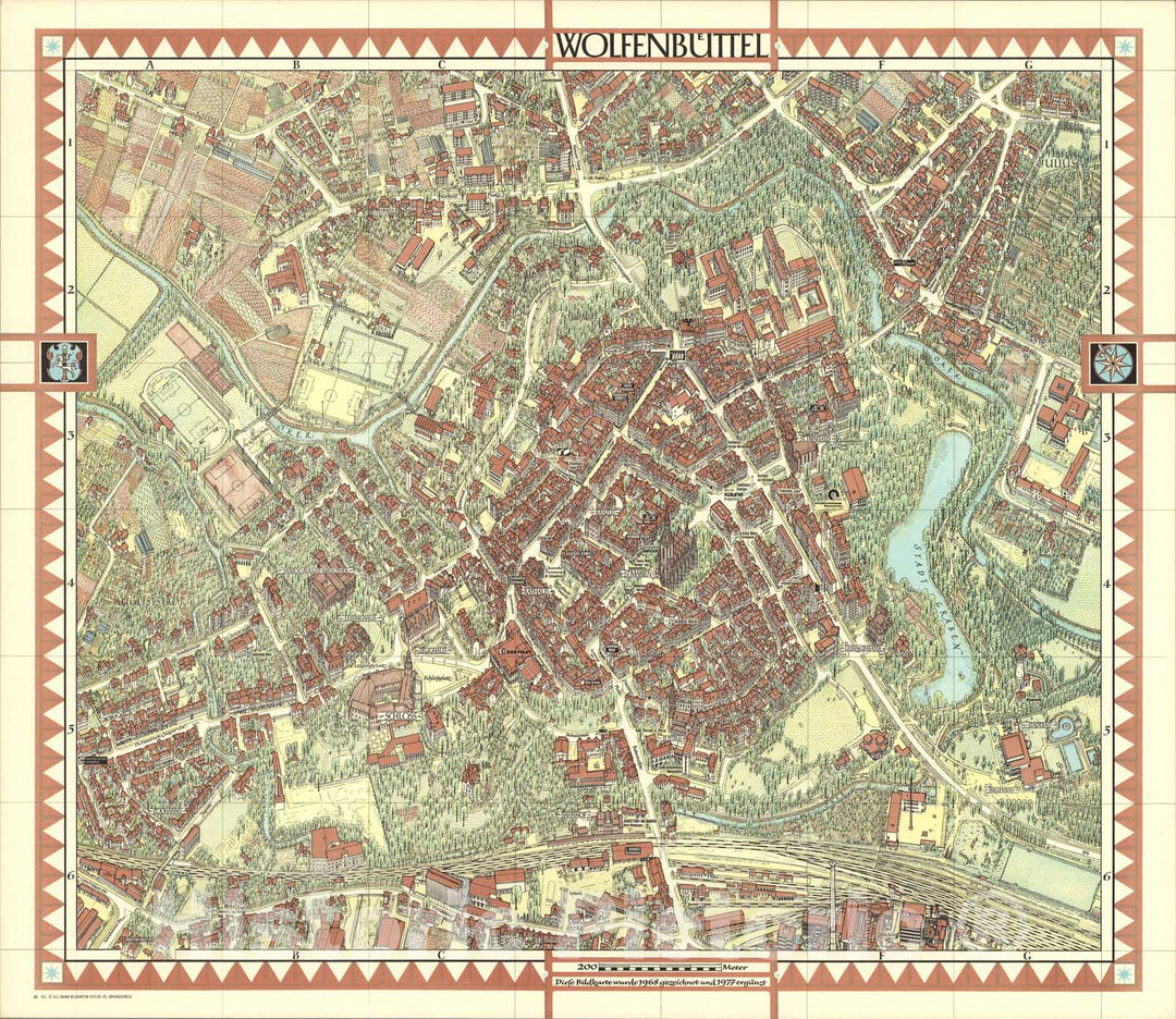 Historic Map : Wolfenbuettel, Germany., 1977, Vintage Wall Art