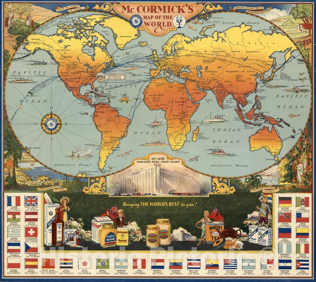 Historic Map : McCormick's Map of the World, 1931, Vintage Wall Art