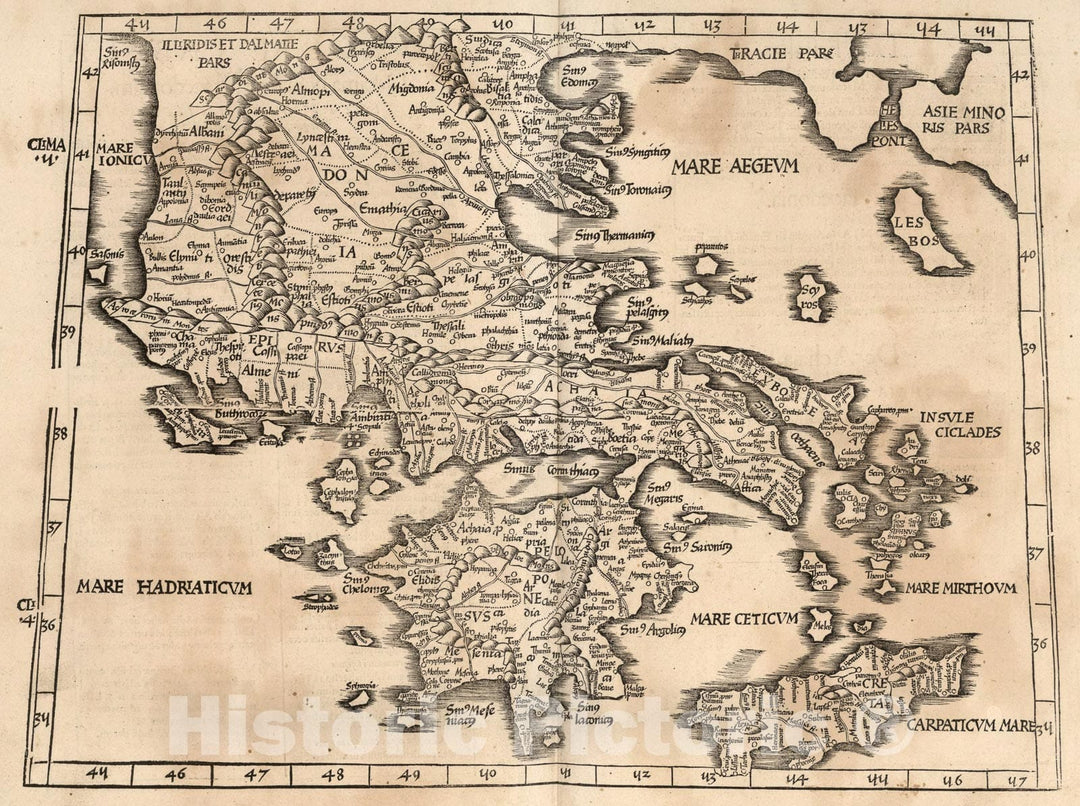 Historic Map : Europae Tabula Decima continet Macedoniam, 1541, Vintage Wall Art