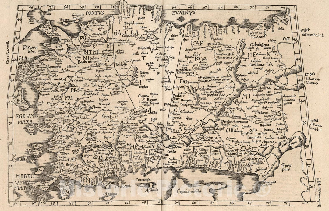 Historic Map : Tabula prima Asiae continet, 1541, Vintage Wall Art