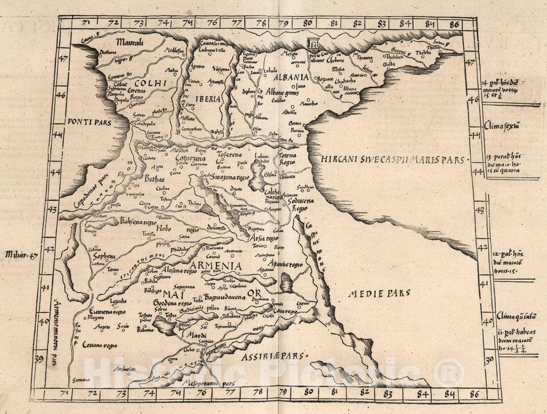 Historic Map : Tabula tertia Asiae, 1541, Vintage Wall Art