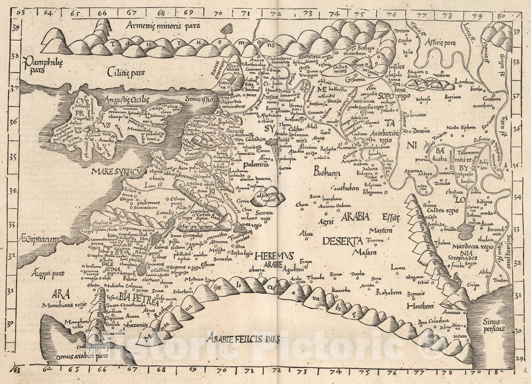 Historic Map : Tabula quarta Asiae, 1541, Vintage Wall Art